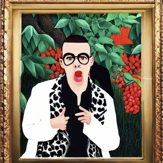 Bad Bunny in the style of Henri Rousseau     2